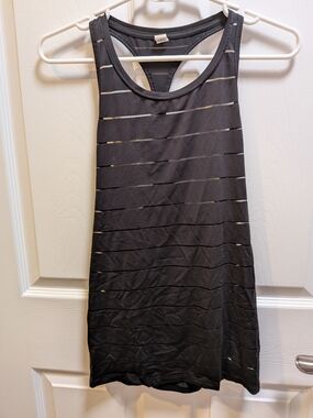 Athleta Black Racerback Tank with Cutout Detail‎